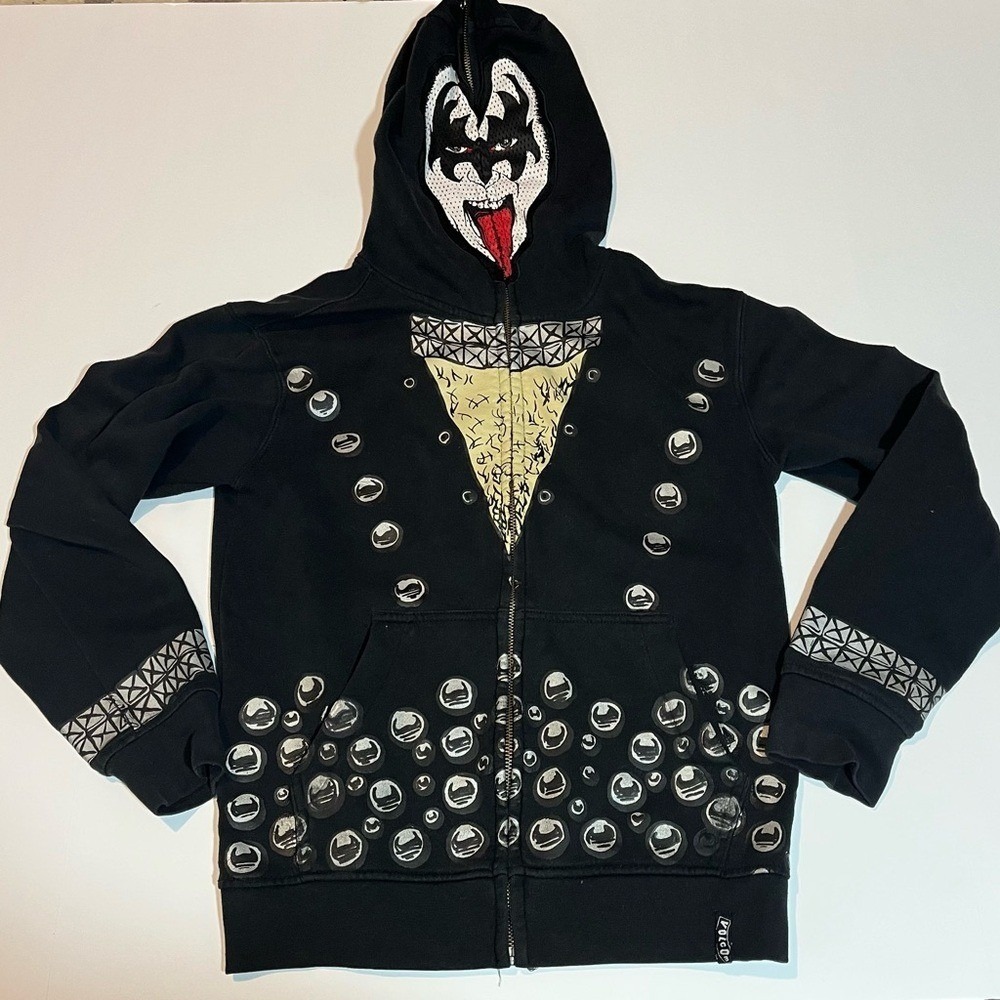 Volcom KISS Gene Simmons The Demon Full Zip Mask Hoodie Black Mens Medium Rare